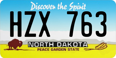 ND license plate HZX763