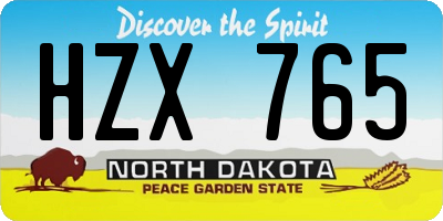 ND license plate HZX765