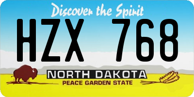 ND license plate HZX768
