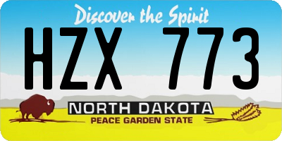 ND license plate HZX773