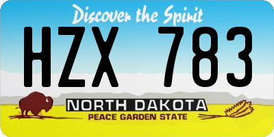ND license plate HZX783