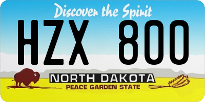 ND license plate HZX800