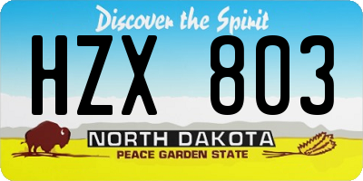 ND license plate HZX803