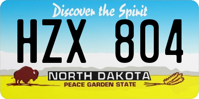 ND license plate HZX804