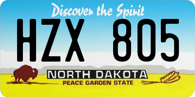 ND license plate HZX805