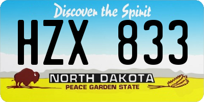 ND license plate HZX833