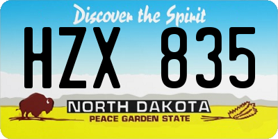 ND license plate HZX835