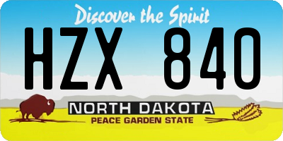 ND license plate HZX840