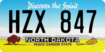 ND license plate HZX847