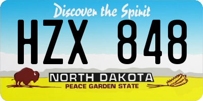 ND license plate HZX848