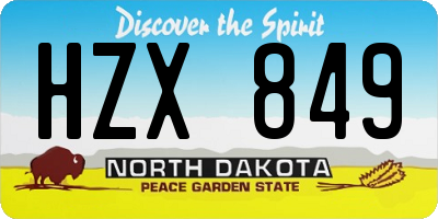 ND license plate HZX849