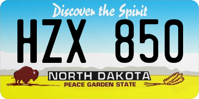 ND license plate HZX850