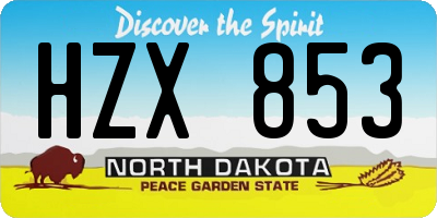 ND license plate HZX853