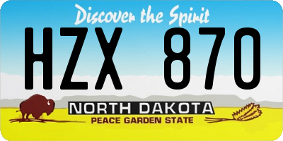 ND license plate HZX870