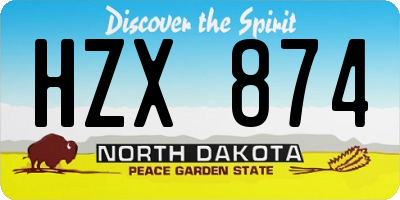 ND license plate HZX874