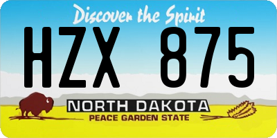 ND license plate HZX875