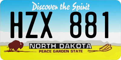 ND license plate HZX881