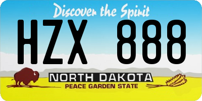 ND license plate HZX888