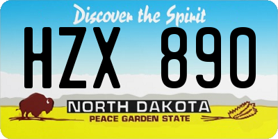 ND license plate HZX890