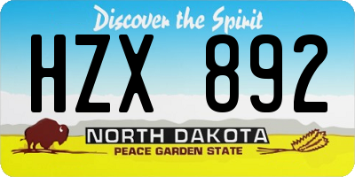 ND license plate HZX892