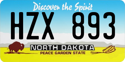 ND license plate HZX893