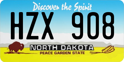 ND license plate HZX908