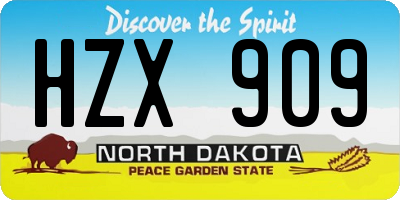ND license plate HZX909