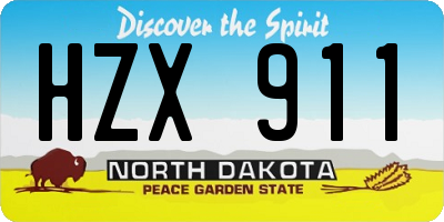 ND license plate HZX911