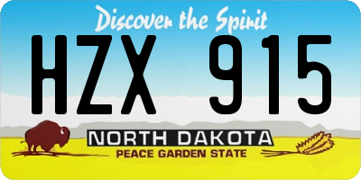 ND license plate HZX915