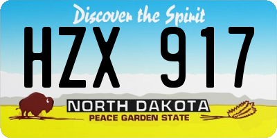 ND license plate HZX917