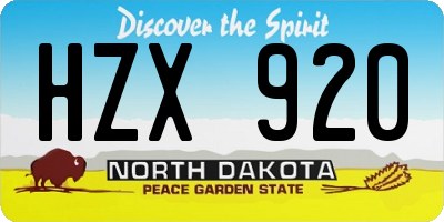 ND license plate HZX920