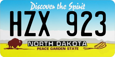 ND license plate HZX923