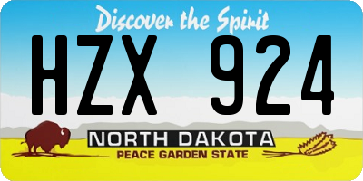 ND license plate HZX924