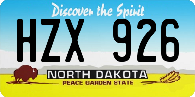 ND license plate HZX926