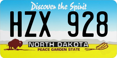 ND license plate HZX928