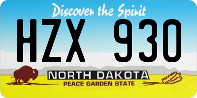 ND license plate HZX930
