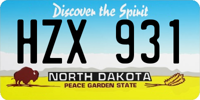 ND license plate HZX931