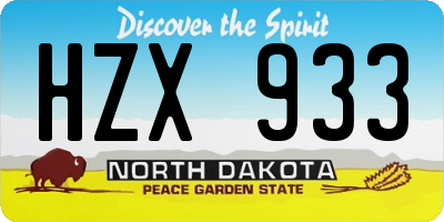 ND license plate HZX933