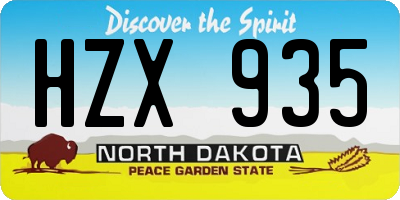 ND license plate HZX935