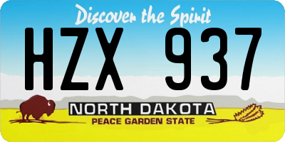 ND license plate HZX937