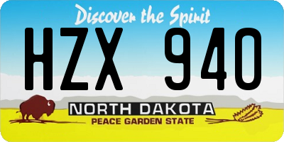 ND license plate HZX940