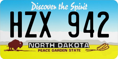ND license plate HZX942