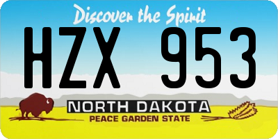 ND license plate HZX953