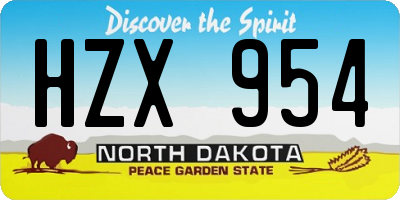 ND license plate HZX954