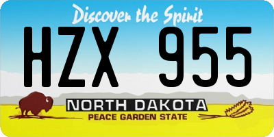 ND license plate HZX955