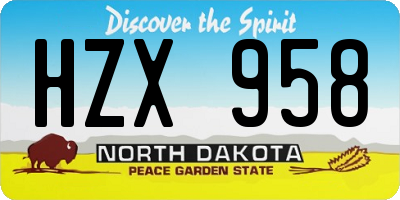 ND license plate HZX958