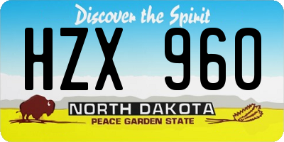 ND license plate HZX960