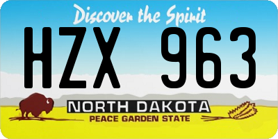 ND license plate HZX963