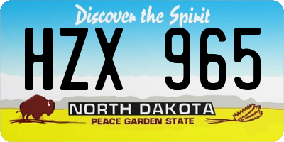 ND license plate HZX965