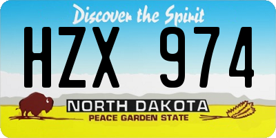 ND license plate HZX974